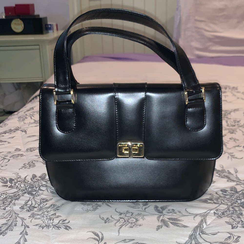 Anne Klein black leather mini bag - Picture 1 of 5